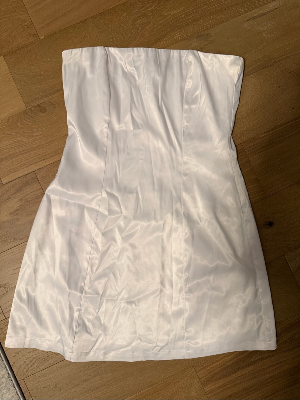 Strapless White Satin Mini Dress